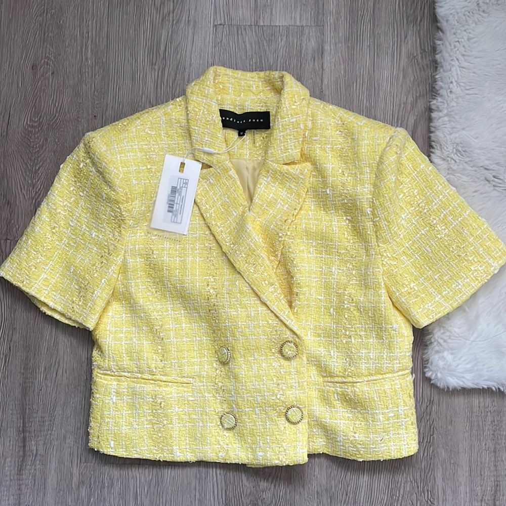 Endless Rose cropped yellow tweed jacket